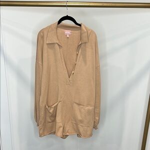 Show me your Mumu - Gianni Tan Long Sleeve Romper with Pockets